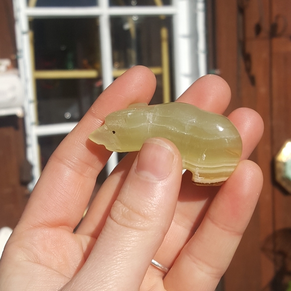 Tiny Adorable Banded Onyx Bear Cub Crystal Decor - Picture 2 of 5